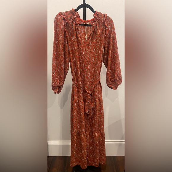 Max Studio Maxi Dress Orange Floral design - Picture 1 of 14